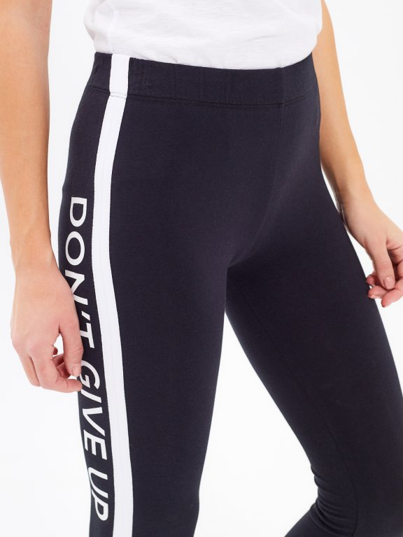 LEGGINGS WITH MESSAGE PRINT