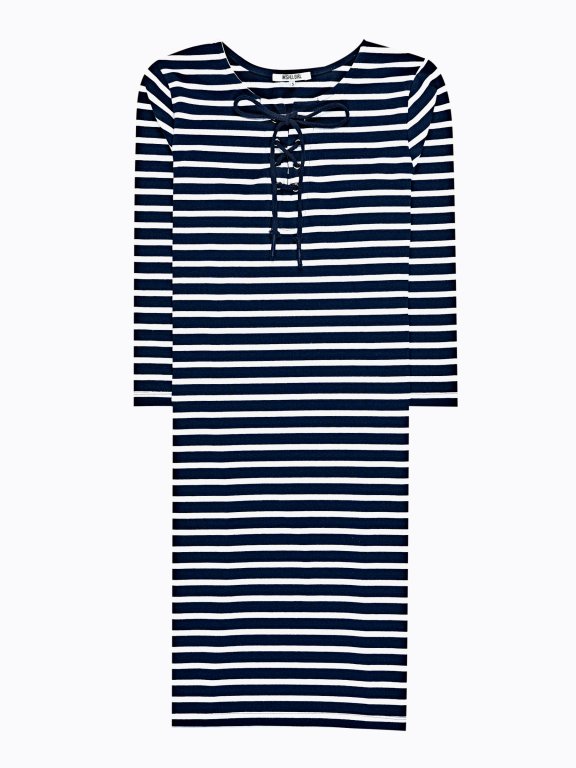 Striped dress with front lacing