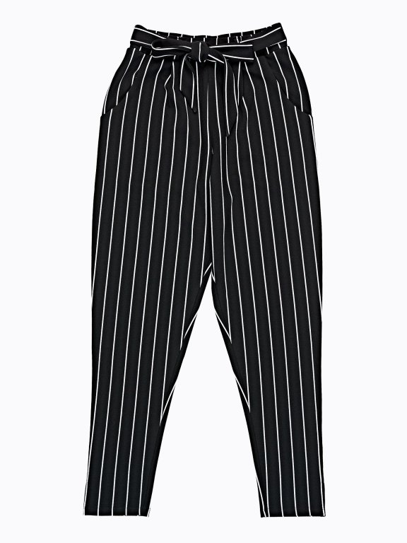 PAPERBAG STRIPED TROUSERS WITH BELT