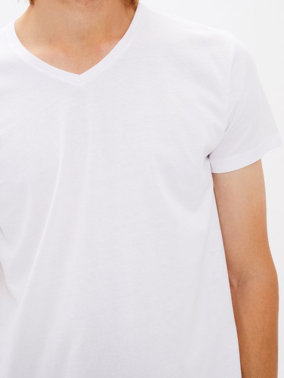 Basic koszulka slim fit z dekoltem w serek