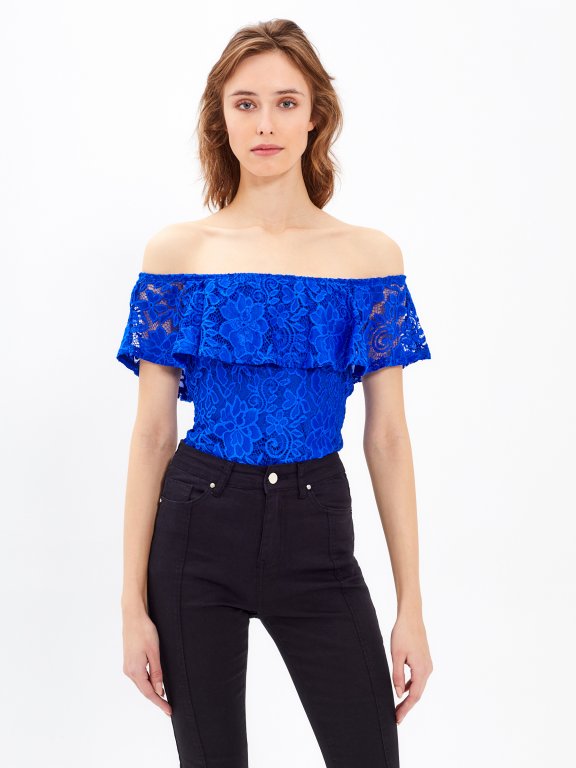 LACE BODYSUIT WITH RUFFLE