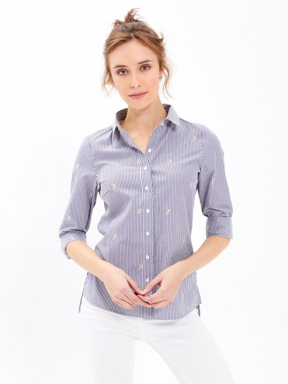 STRIPED SHIRT WITH ANCHOR EMBROIDERY