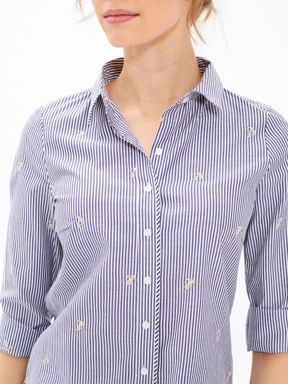 STRIPED SHIRT WITH ANCHOR EMBROIDERY