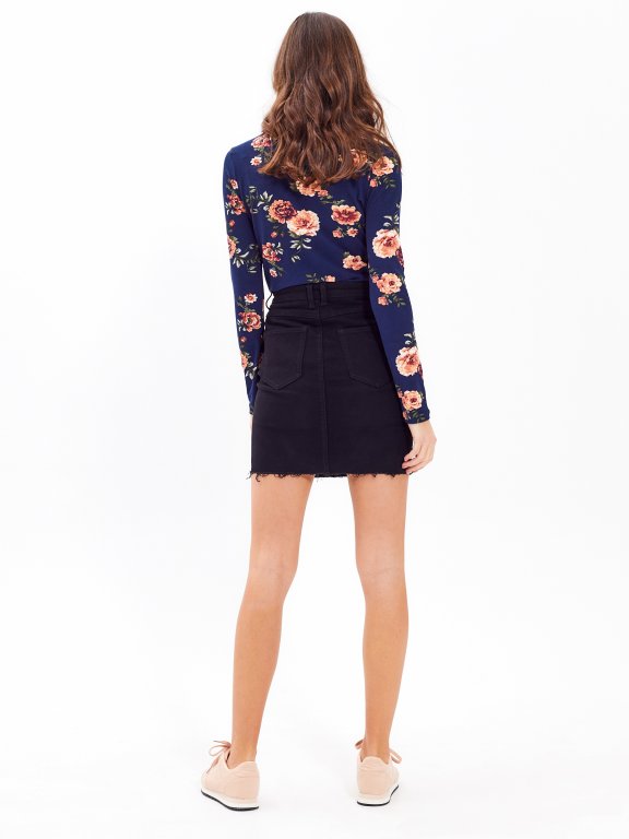 Lace-up floral print bodysuit
