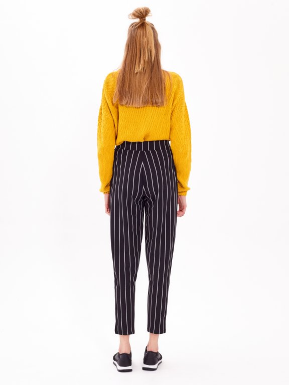 PAPERBAG STRIPED TROUSERS WITH BELT