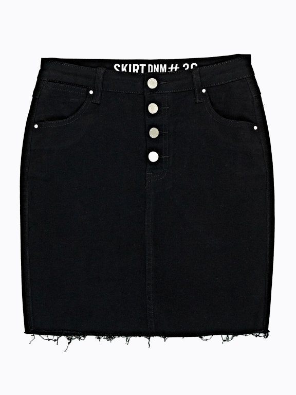 Denim skirt with raw edge