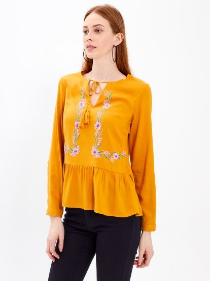 PEPLUM BLOUSE WITH FLORAL PRINT