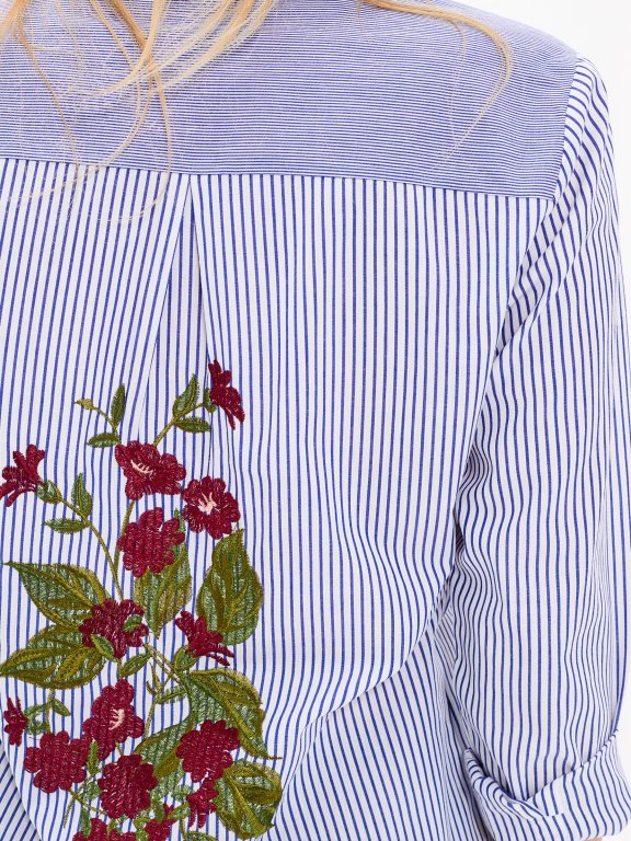 STRIPED SHIRT WIT BACK EMBROIDERY