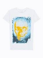 PRINTED T-SHIRT WITH RAW EDGES