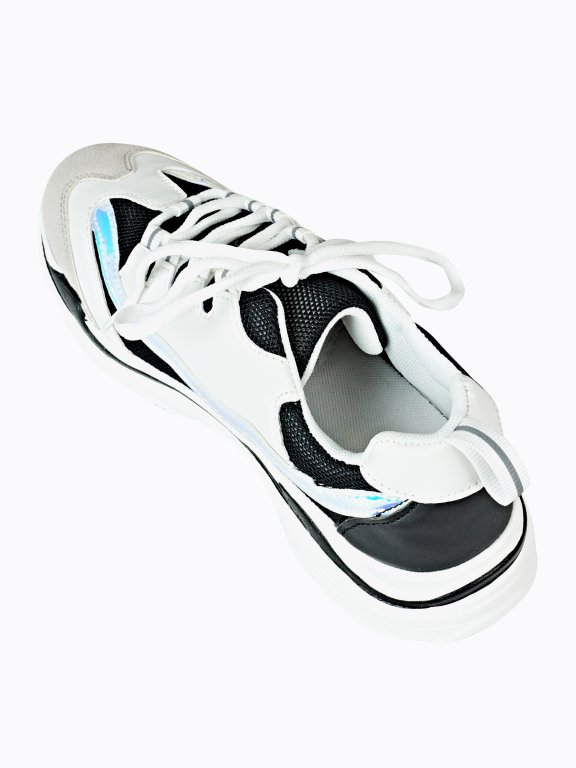Iridescent detail lace-up sneakers