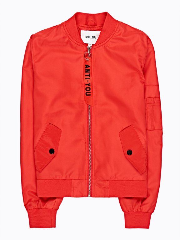BOMBER JACKET WITH ZIPPER TAPE DETAIL