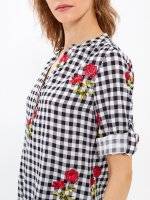 PLAID BLOUSE WITH EMBROIDERY