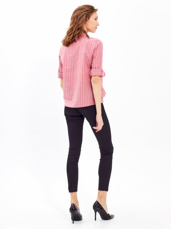 STRIPED BLOUSE WITH RUFFLE DETAIL