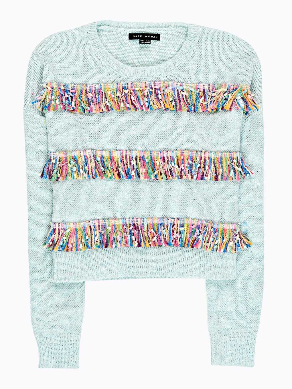 CROPPED JUMPER WITH COLOURFUL TASSELS