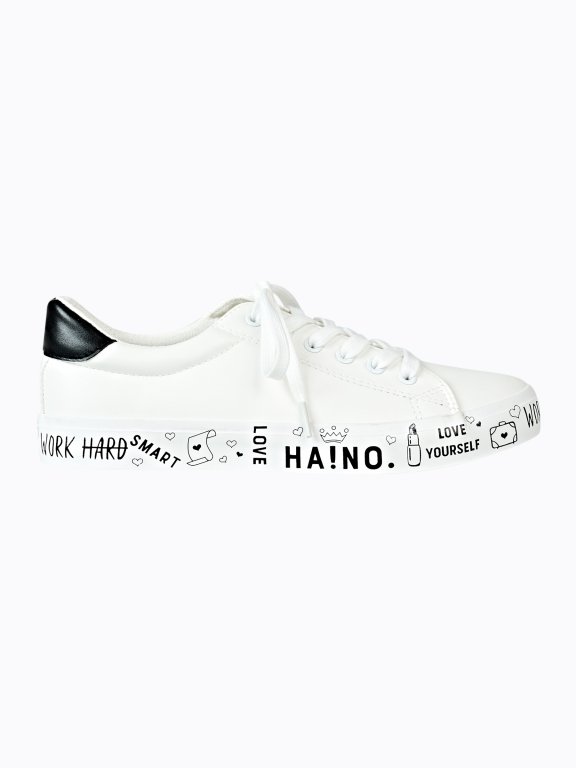 LACE-UP SNEAKERS WITH MESSAGE PRINT SOLE
