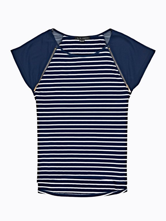 Striped top with zippers