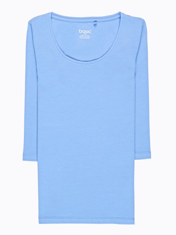 BASIC STRETCH T-SHIRT WITH 3/4 SLEEVE