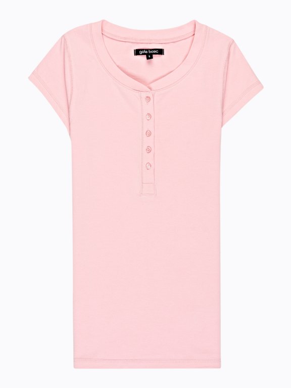 BASIC T-SHIRT WITH FRONT BUTTONS