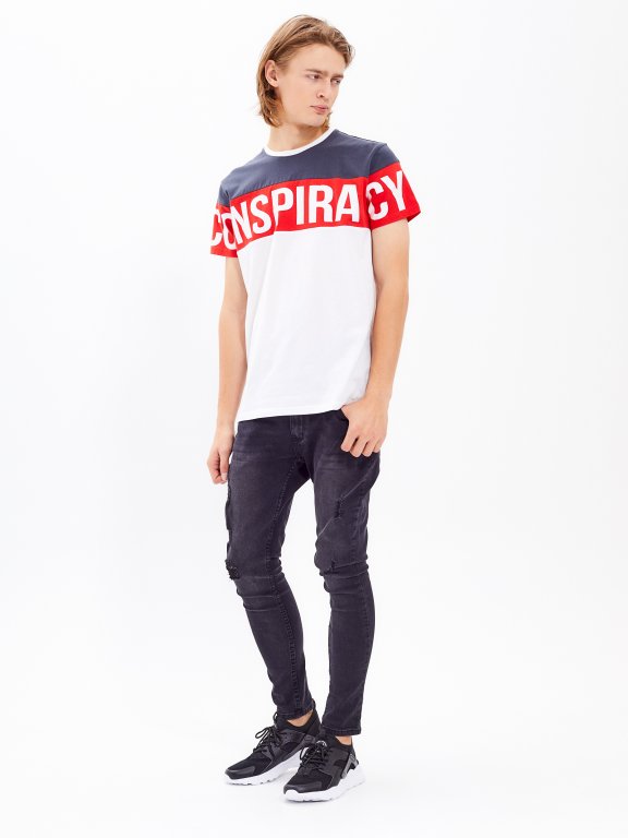 PANELED T-SHIRT WITH PRINT