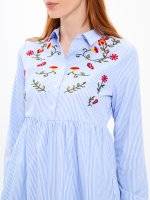 STRIPED PEPLUM SHIRT WITH EMBROIDERY