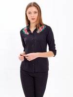 VISCOSE SHIRT WITH FLORAL EMROIDERY