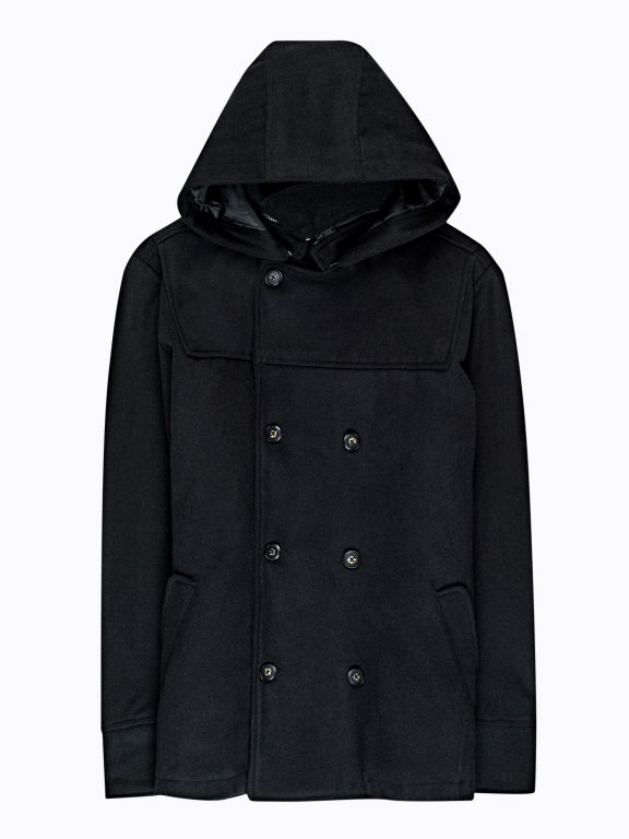Pea coat with hood