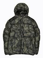 Camo print quilted jacket with hood
