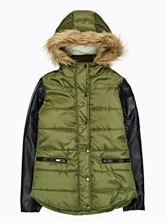 Combined padded quilted jacket