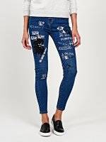 Printed skinny jeans in light blue wash