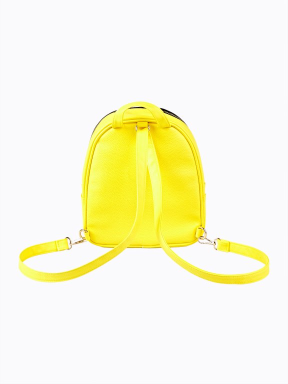 MINI FAUX LEATHER BACKPACK WITH CONTRAST ZIPPERS