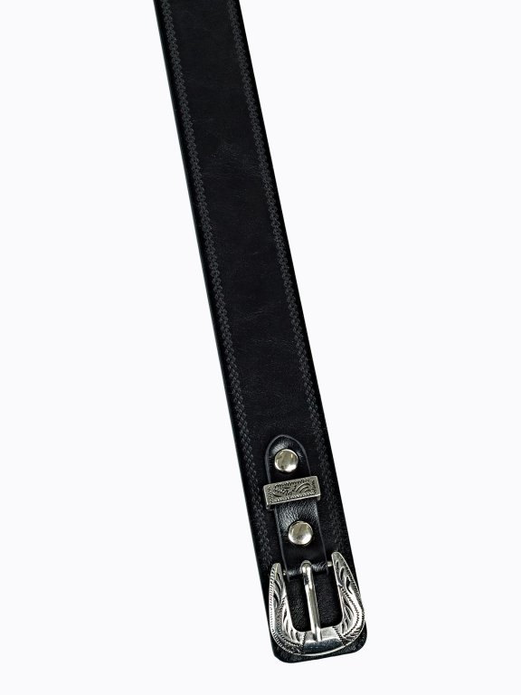 Faux leather belt with double buckle