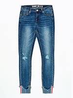 Skinny jeans with decorative tape on hem