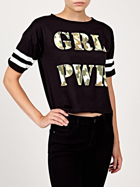 Crop t-shirt with print