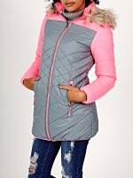 Prolonged quilted jacket with hood