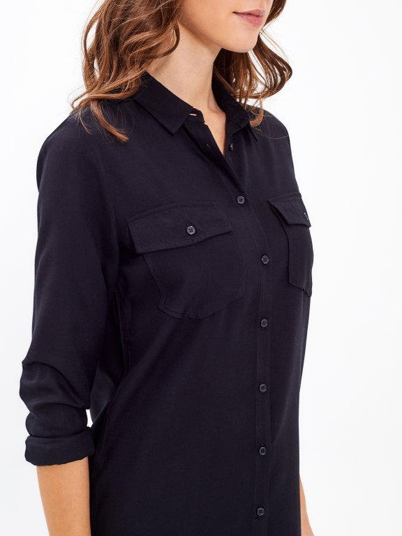 LONGLINE SHIRT WITH CHEST POCKETS