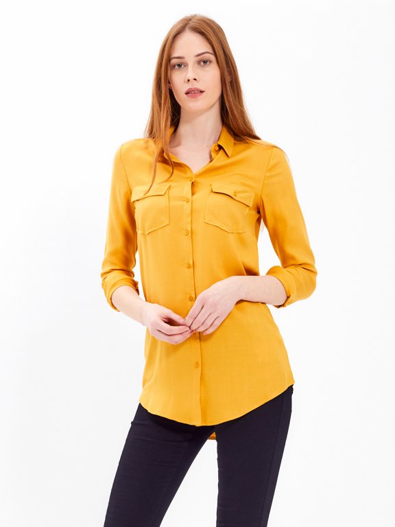 LONGLINE SHIRT WITH CHEST POCKETS