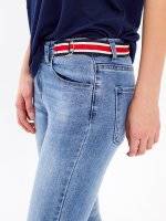 Skinny jeans with striped tape on waistband