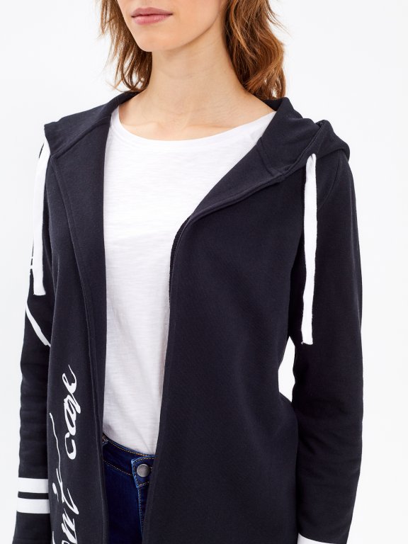 LONGLINE HOODIE WITH MESSAGE PRINT