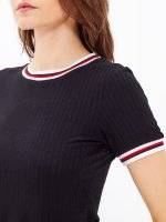 T-SHIRT WITH STRIPED TRIMS