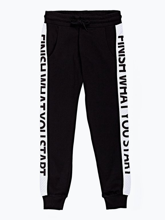 Sweatpants with printed side stripe