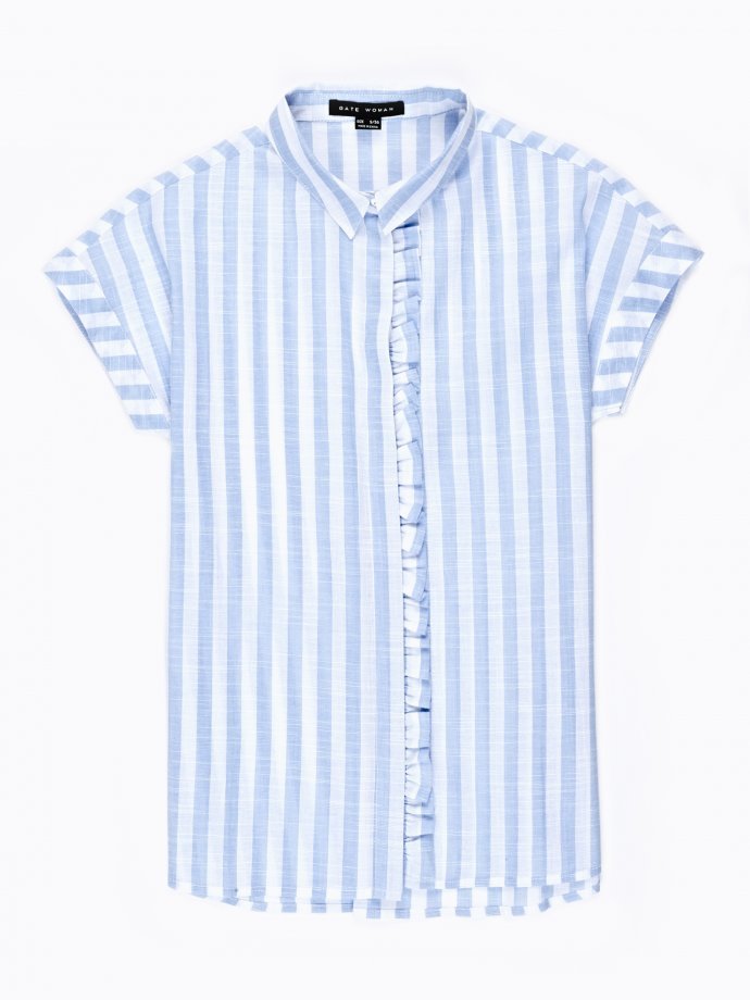 blue and white striped sleeveless shirt