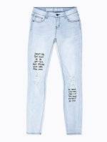 DAMAGED SKINNY JEANS WITH MESSAGE PRINTS
