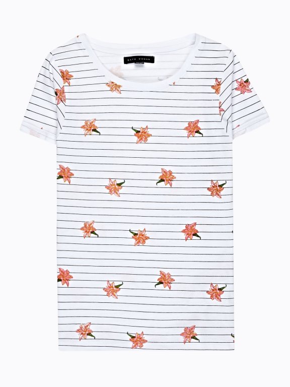 Striped t-shirt with floral print