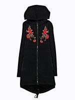 LONGLINE HOODIE WITH FLORAL EMBROIDERY