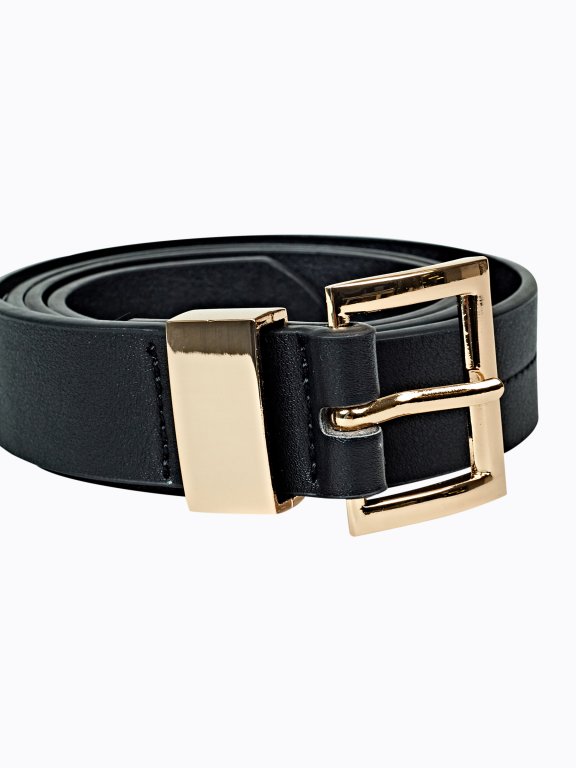 Faux leather belt with metal buckle