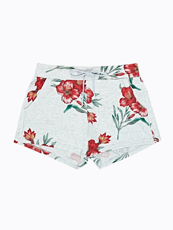 Floral print sweat shorts