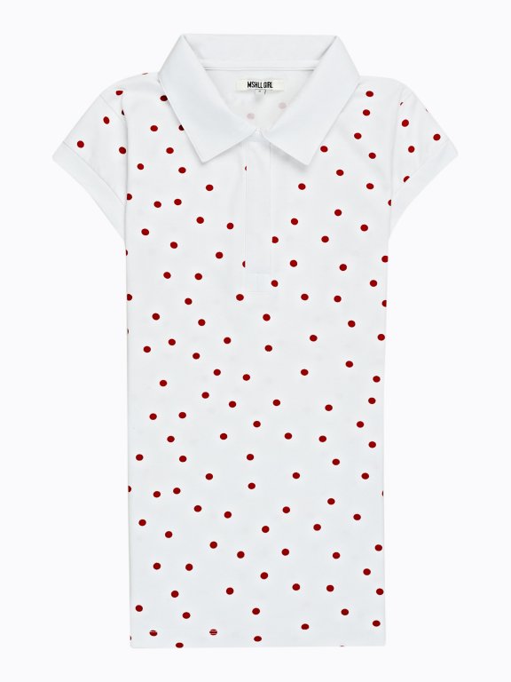 Polka dot print polo shirt