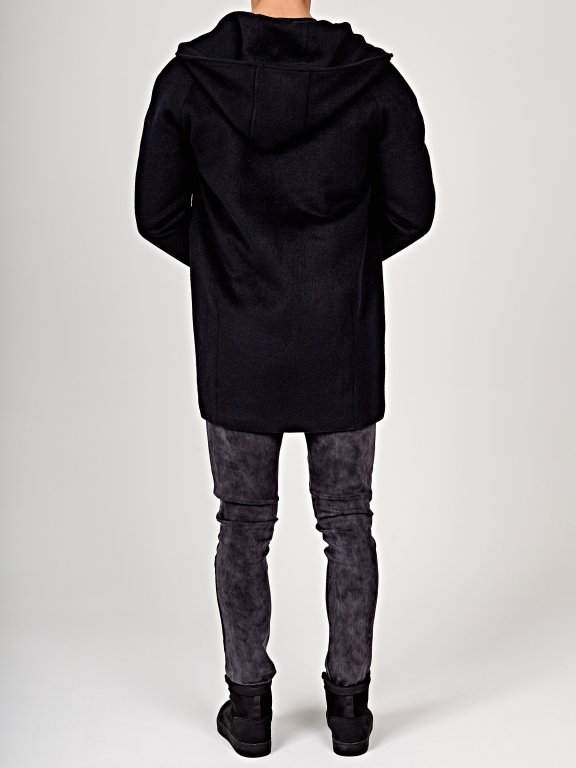 Hooded coat in wool blend