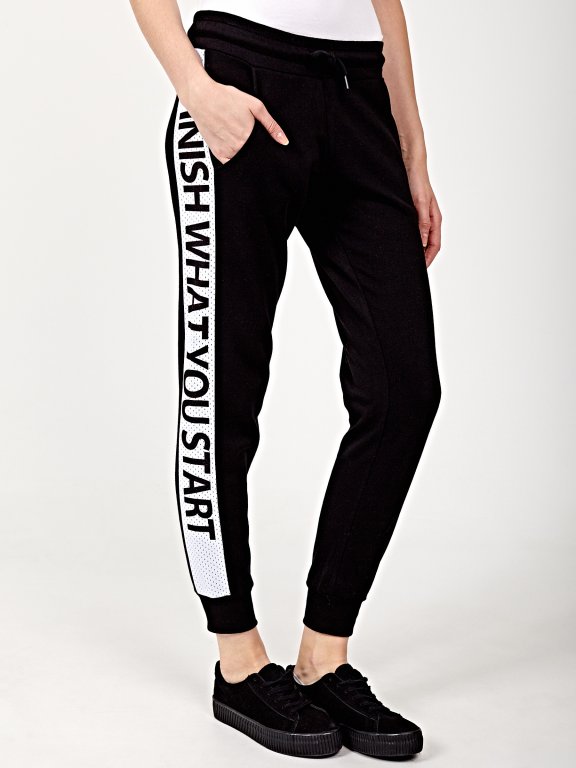 Sweatpants with printed side stripe