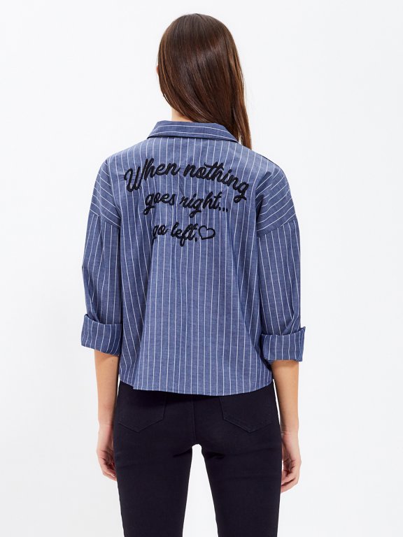 STRIPED SHIRT WITH BACK EMBROIDERY